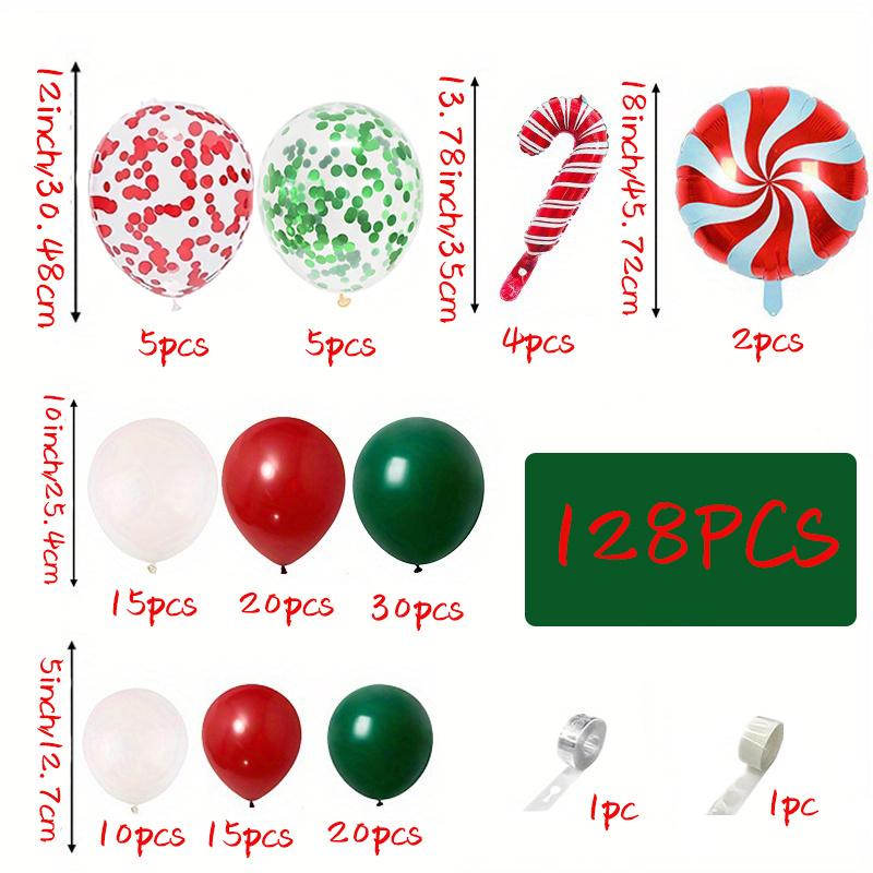 128pcs Christmas Balloon Garland Arch Kit, Mixed Color, Non-Electric, Emulsion Latex Material, for Birthday, New Year 2025, Wedding, Bridal Shower, Gender Reveal, Festive Party Decor