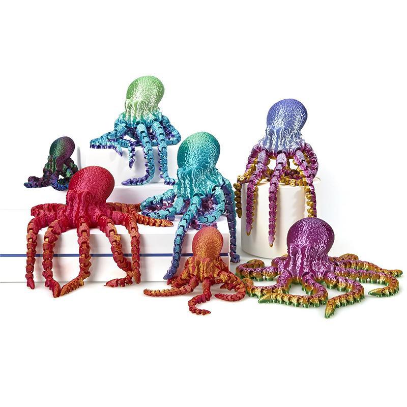 3D Printed Octopus Design Ornament, 1 Count Colorful Octopus Animal Decoration, Soft Joint Octopus Ornament, Desktop Decoration for Home Office