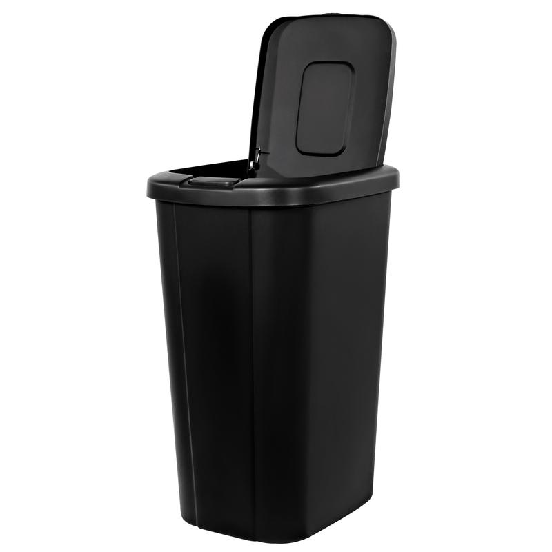 Hefty 13.3 Gallon Trash Can, Plastic Touch Top Kitchen Trash Can, Black