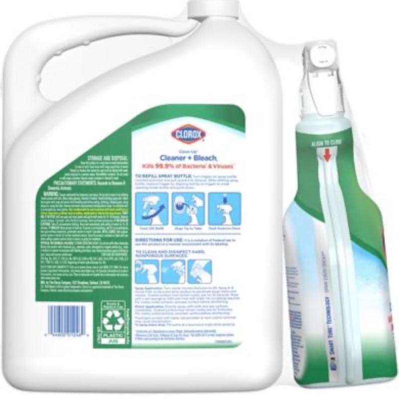 Clorox Clean-up Cleaner with Bleach Spray Bottles 32oz with Refill Bottle 180oz