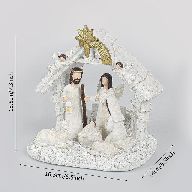 Nativity Sets for Christmas Indoor- Nativity Set with LED Lights, Nativity Scene Indoor with Manger, Nativity Sets & Figures Nativity Story- Christmas Decorations Indoor