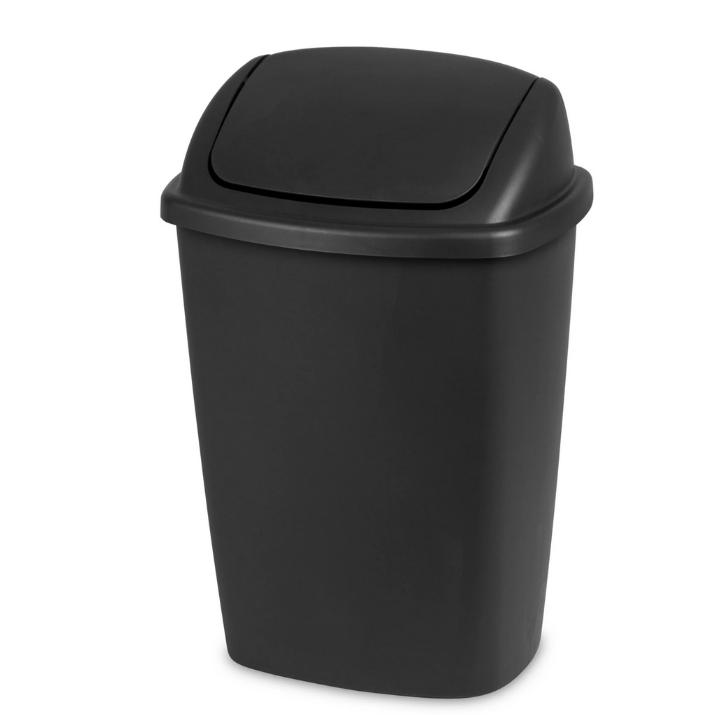 7.5 Gallon SwingTop Trash Can, Plastic, Kitchen, Black Trash Can