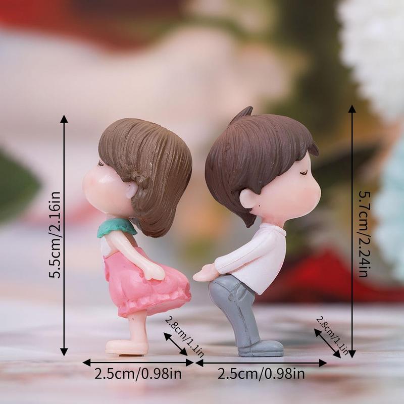 1 Pair Cute Kissing Couple Figurine Decoration Craft, Micro Landscape Ornament, Desktop Decoration For Home Office Desk