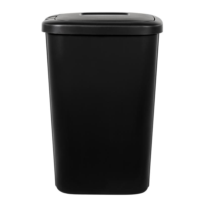 Hefty 13.3 Gallon Trash Can, Plastic Touch Top Kitchen Trash Can, Black