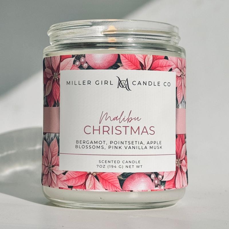 Malibu Christmas | Candles + Wax Melts | Winter Scents | 3 sizes | 60+ Hour Burn Time | Soy Blend | Scented Candles + Melts