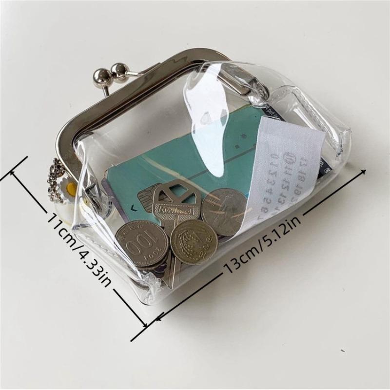 Clear Clip Bag, Portable Cute Storage Bag with Free Hanging Accessories, Mini Toiletries Bag for Travel, Earphone Storage Bag for Indoor Outdoor