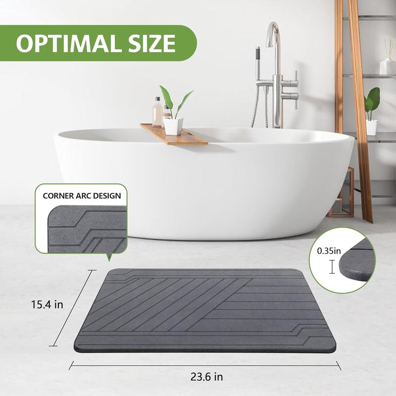 Stone Bath Mat 23.6 x 15.4in, Quick Drying Absorbent Diatomaceous Earth Bath Mat. Non-Slip Stone Shower Mat Diatomite Quick. Perfect Gift for Holiday.