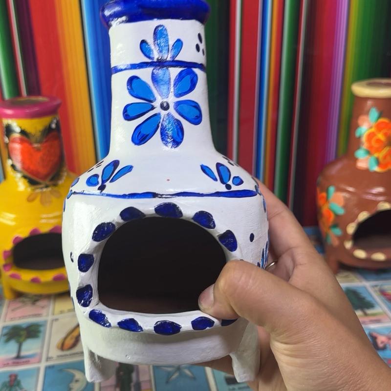 Painted mini chimney for a candle or incense