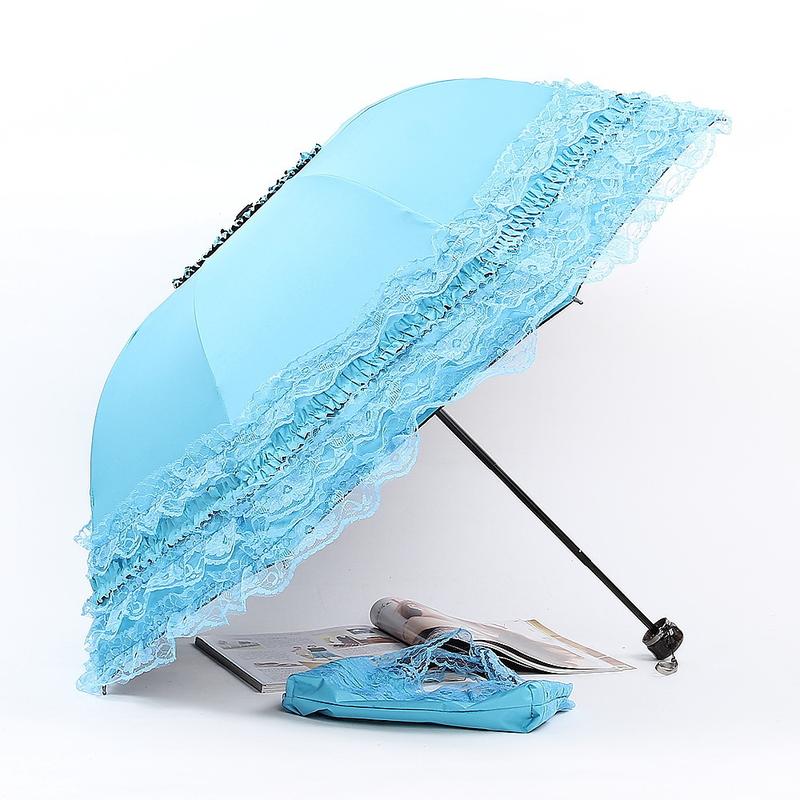 Lace Sun Umbrella Anti-UV Protection Thickened Black Glue Sun Rain Dual Use Sunshade Portable Umbrella Princess Female Parasol