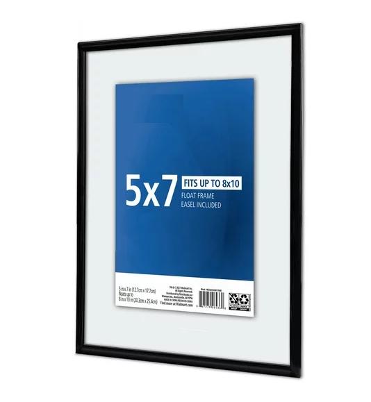 (2 pack) 8x10 Glass Floating Frame, Fits 8x10 Picture, Displays 5x7 or Smaller as Floating, Black Decor Light Photo Wall