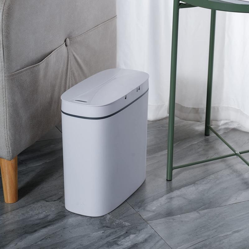 14 Liter Automatic Trash with lid,3.6 Gallon Touchless Trash or Kick,Garbage Cans,Bathroom,Office,Bedroom,Room,White