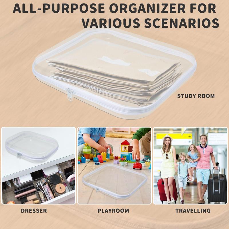 Clear PVC Zipper Storage Box, 3 Counts set Portable Waterproof Storage Organiser Bag, Multipurpose Storage Case for Pencil Toy Board Game