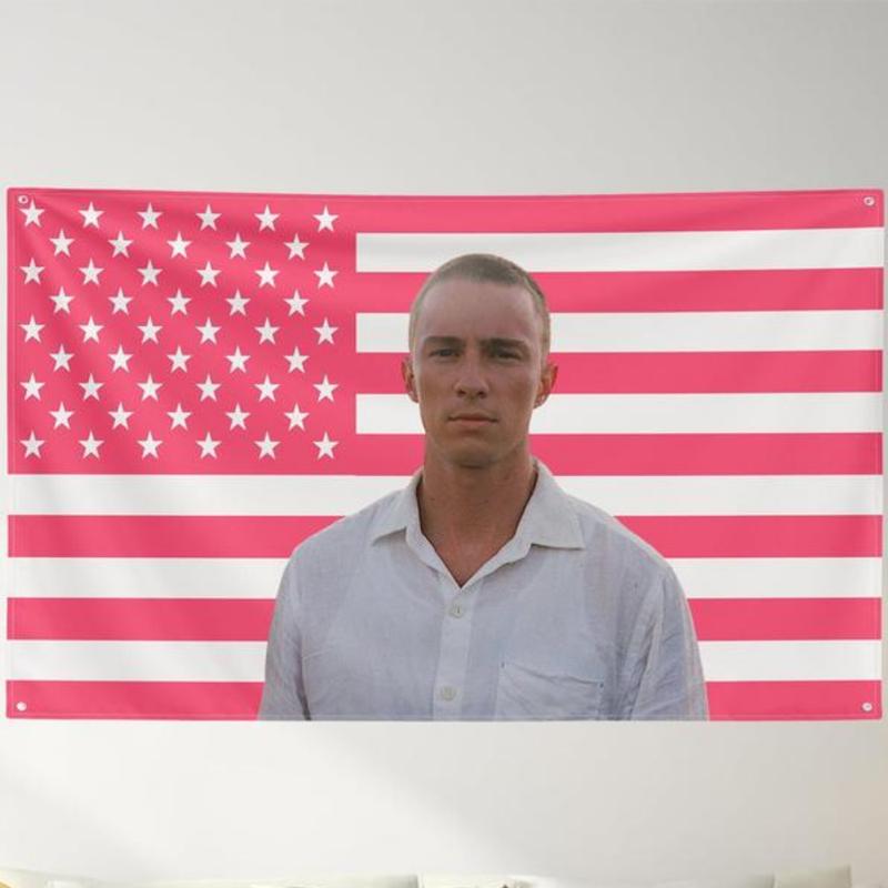 Rafe Cameron, Drew Starkey Photo Pink USA America Flag 3X5 Ft Personalized Flags Design Flag Tapestry Poster Dorm Room, Living Room, Bedroom Banner Flag, Home Decor Flag Halloween Print