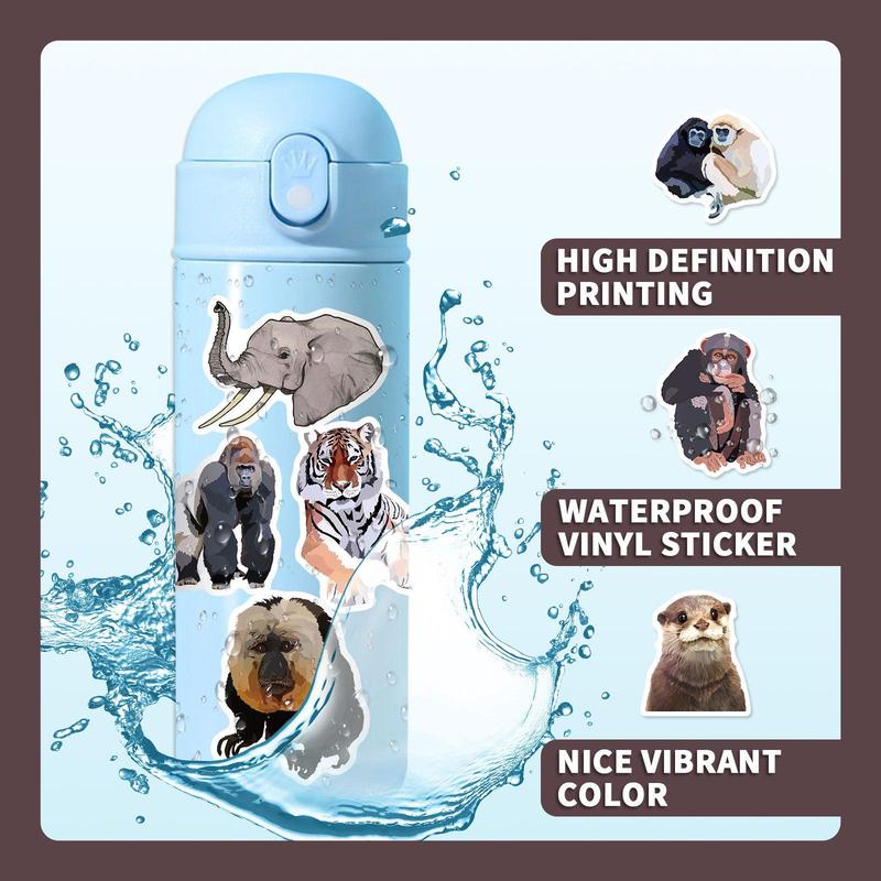 50pcs Animal Pattern Wall Sticker, Waterproof Decorative Sticker For Water Bottle Skateboard Helmet Car Bike Luggage Laptop