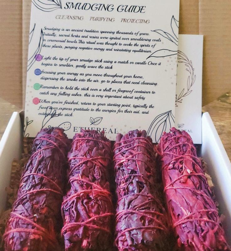 Dragon Blood Sage Sticks 4 Inches Long White Sage Bundles Smudge Kit For Energy Cleansing, Meditation, Healing, Yoga