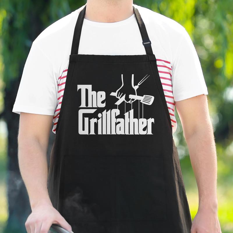 APRON DADDY Chef Apron - The Grillfather - Funny Dad Gift BBQ Grilling Cooking Apron