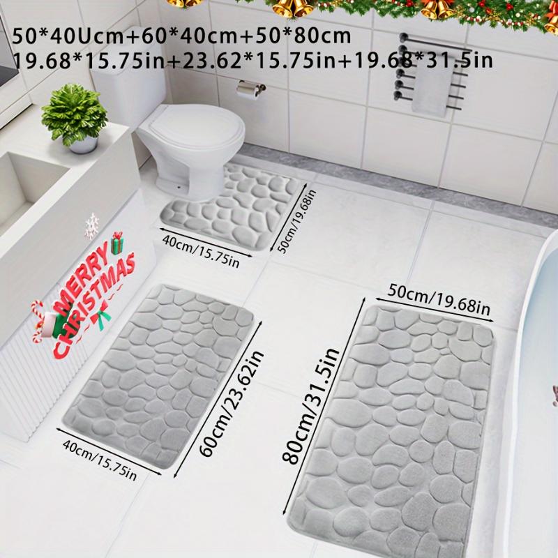 3pcs Ultra Soft Ultra Absorbent Bath Mat Set, Non-Slip Contour Carpet, Premium Bathroom Floor Mat, Bath Rug Set For Bathtub, Bathroom Accessories, Bathroom Decor Set, Home Decor Fleece