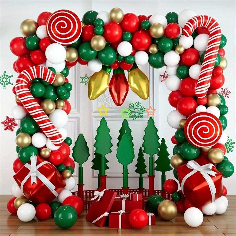 128pcs Christmas Balloon Garland Arch Kit, Mixed Color, Non-Electric, Emulsion Latex Material, for Birthday, New Year 2025, Wedding, Bridal Shower, Gender Reveal, Festive Party Decor