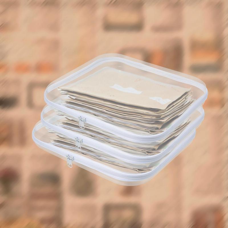 Clear PVC Zipper Storage Box, 3 Counts set Portable Waterproof Storage Organiser Bag, Multipurpose Storage Case for Pencil Toy Board Game