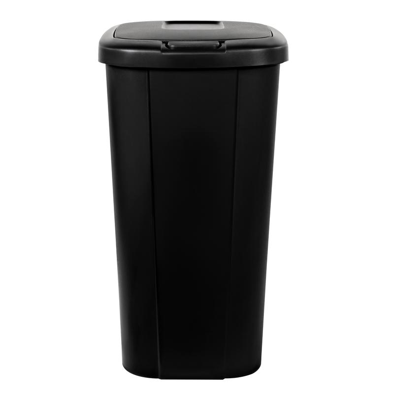 Hefty 13.3 Gallon Trash Can, Plastic Touch Top Kitchen Trash Can, Black