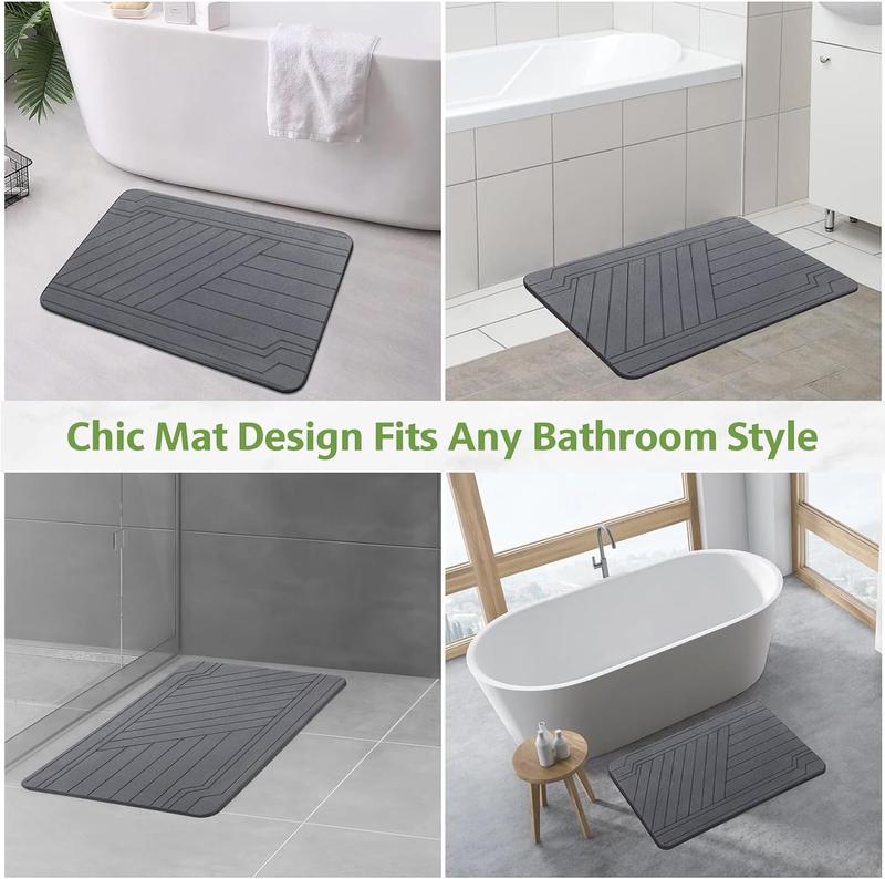 Stone Bath Mat 23.6 x 15.4in, Quick Drying Absorbent Diatomaceous Earth Bath Mat. Non-Slip Stone Shower Mat Diatomite Quick. Perfect Gift for Holiday.