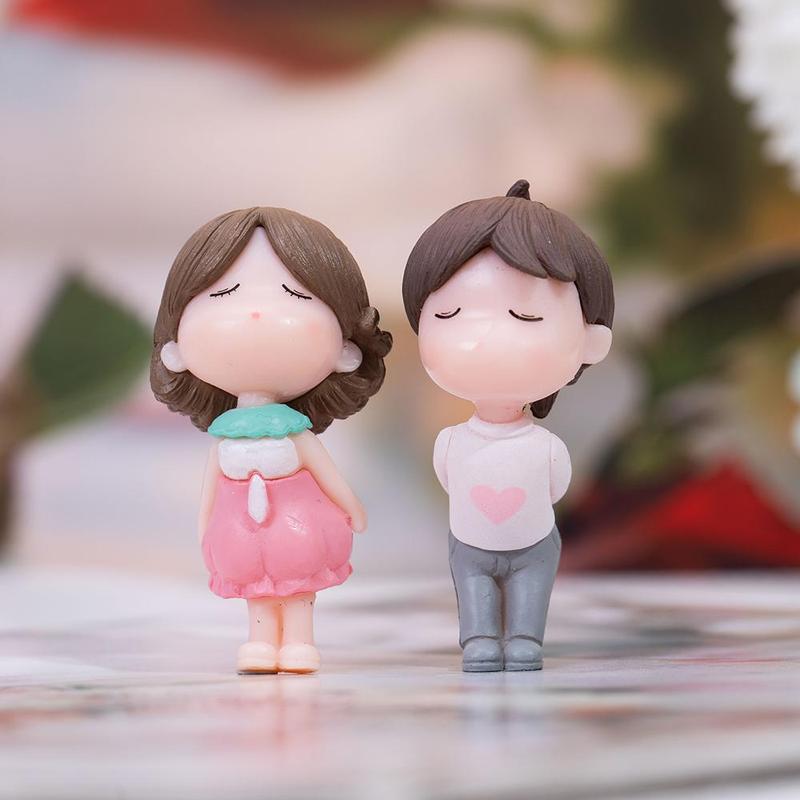 1 Pair Cute Kissing Couple Figurine Decoration Craft, Micro Landscape Ornament, Desktop Decoration For Home Office Desk