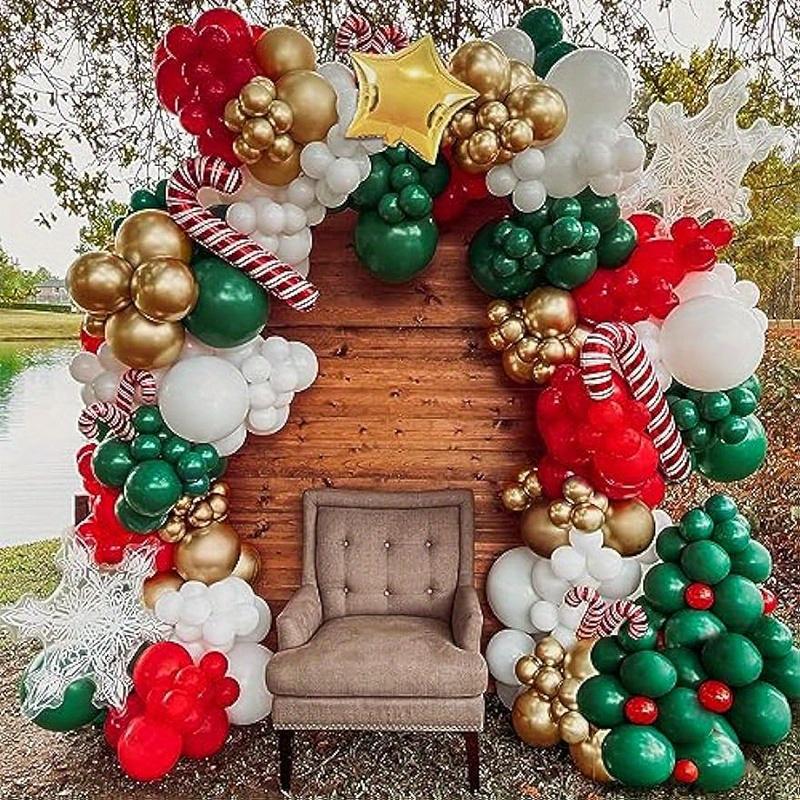 128pcs Christmas Balloon Garland Arch Kit, Mixed Color, Non-Electric, Emulsion Latex Material, for Birthday, New Year 2025, Wedding, Bridal Shower, Gender Reveal, Festive Party Decor