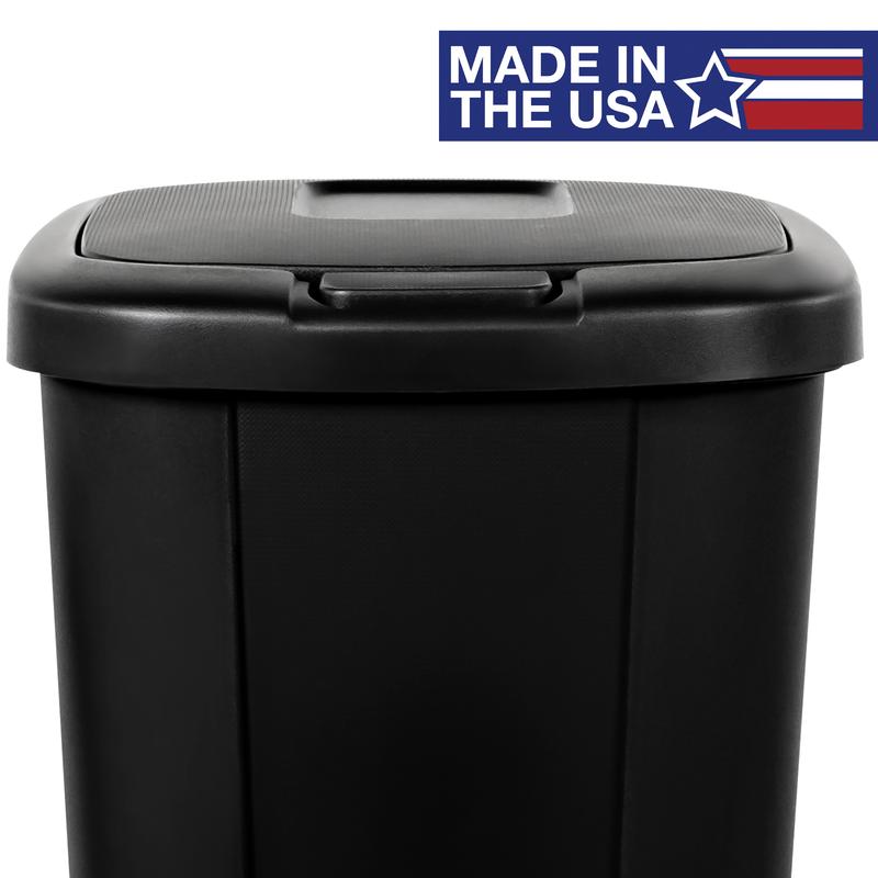 Hefty 13.3 Gallon Trash Can, Plastic Touch Top Kitchen Trash Can, Black