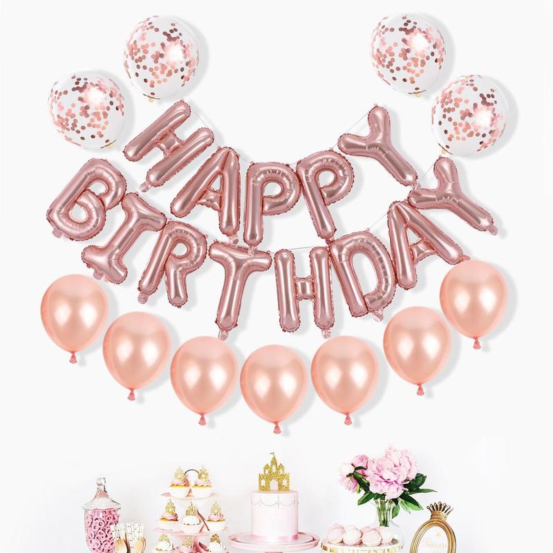 25pcs Happy Birthday Balloon Set, Solid Color Letter Balloon, Birthday Party Decoration Supplies