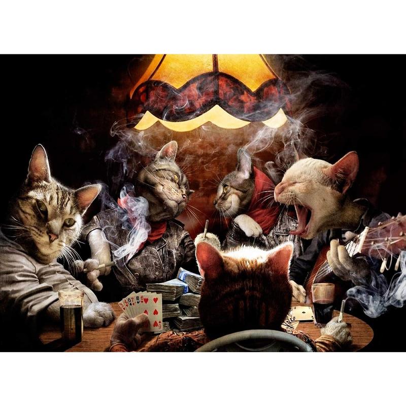 Cats Playing Poker Singing Smoking Funny Poster Wall Art Picture Home Decor Unframe