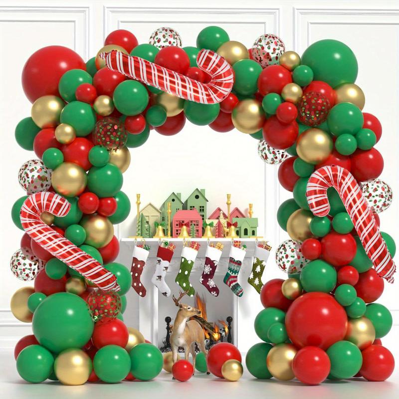 128pcs Christmas Balloon Garland Arch Kit, Mixed Color, Non-Electric, Emulsion Latex Material, for Birthday, New Year 2025, Wedding, Bridal Shower, Gender Reveal, Festive Party Decor