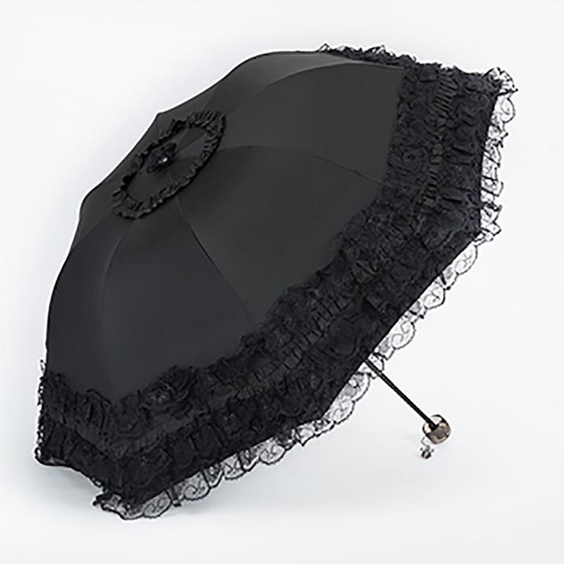 Lace Sun Umbrella Anti-UV Protection Thickened Black Glue Sun Rain Dual Use Sunshade Portable Umbrella Princess Female Parasol