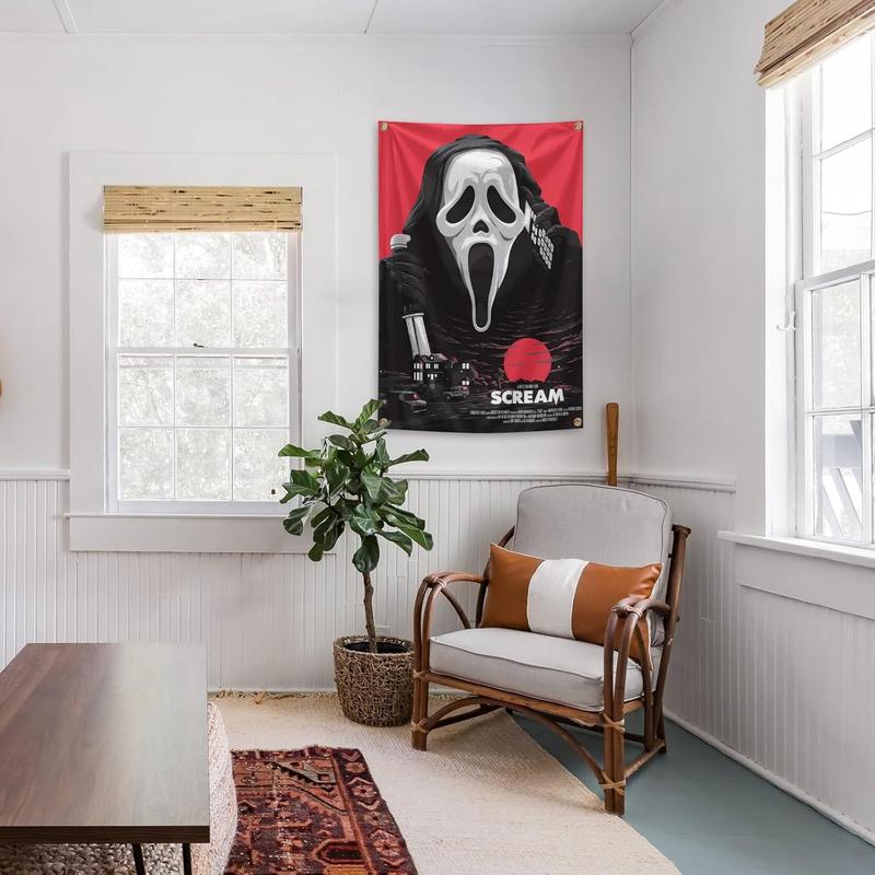 Scary Skull Call Scream Movie Poster Tapestry 2*3FT Hanging Wall Tapestry Poster Signs Decor for Bedroom College Livng Room Dorm Parties Decor