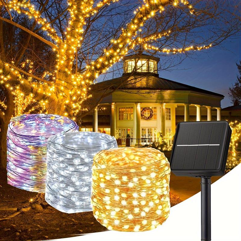 Solar Powered LED Fairy Light, 1 Count 8 Flashing Modes LED String Light, Waterproof LED Light for Garden, Patio, Wedding, Christmas, Halloween