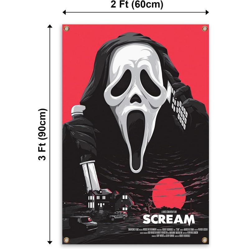 Scary Skull Call Scream Movie Poster Tapestry 2*3FT Hanging Wall Tapestry Poster Signs Decor for Bedroom College Livng Room Dorm Parties Decor