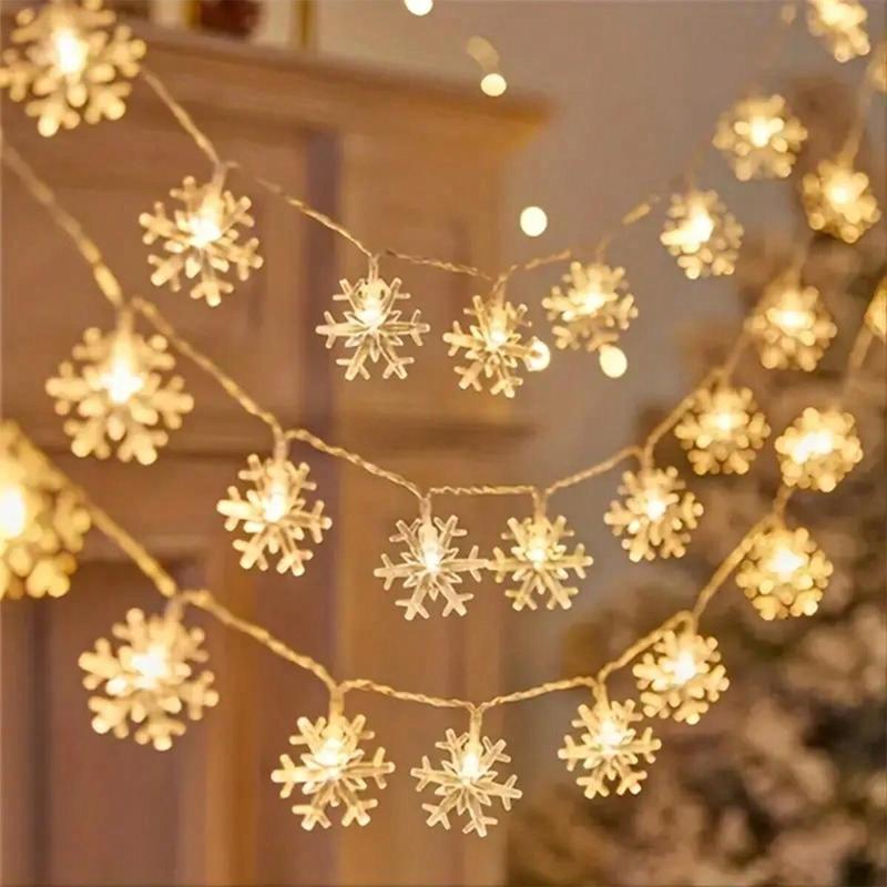 Christmas Snowflake Shaped LED String Light without Battery, 1 Count Battery Powered LED String Light, Decorative Light for Home Party Wedding Festival