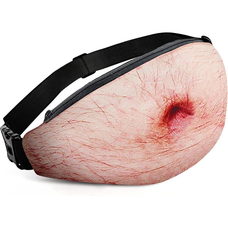 Funny Gag Gifts White Elephant Gift Dad Belly Pack,Christmas Gag Gifts Exchange,Fake Belly 3D Waist Bag for Mom,Dad,Sister,Brother,Friends (Thin Hair)