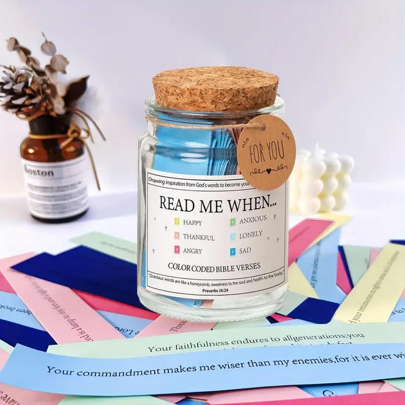 Bible Verses In Jar, 1 Count Jesus Scripture Jar, Color Coded Bible Verses Prayer Card, Christian Bible Gift, Boyfriend Gifts, Room Accessories