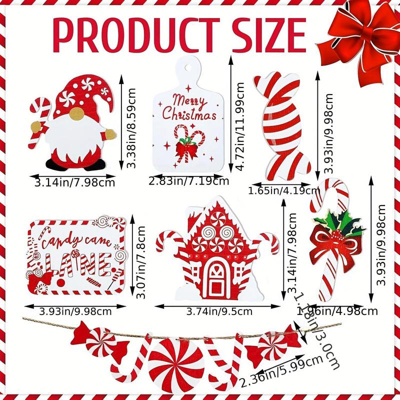 Christmas Tiered Tray Decor Set, 11pcs set Wooden Signage & Candy Bag & Gnome & Elk & Truck Ornament, Festive & Party Supplies