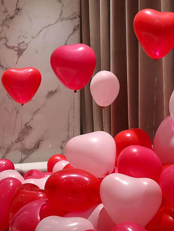 20Pcs Heart Shaped Balloons Red Pink Black Latex Balloon for DIY