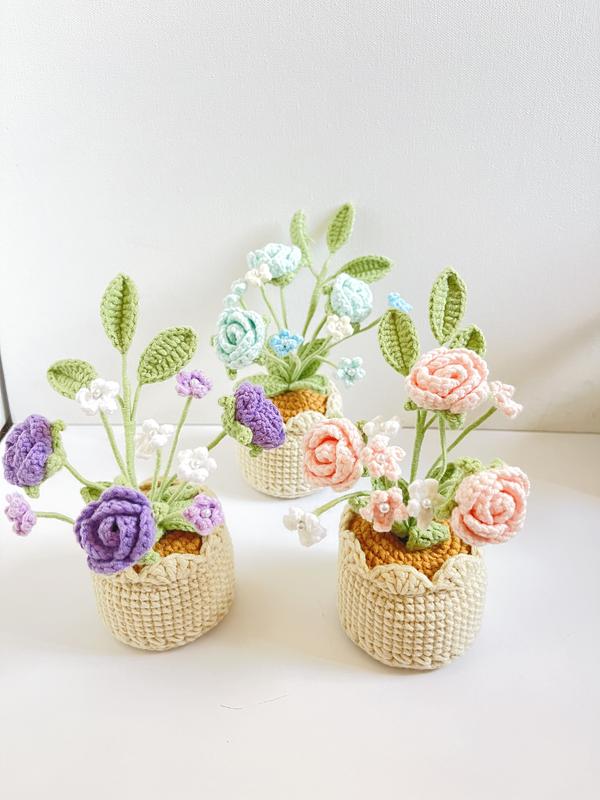 christmas gift+thanksgiving gift+crochet potted plant+potted flowers+potted sunflower+sunflower vase+home decoration+desk decoration+car decoaration+mother's day gift+pink+red+creative gift+unique gift+house warm