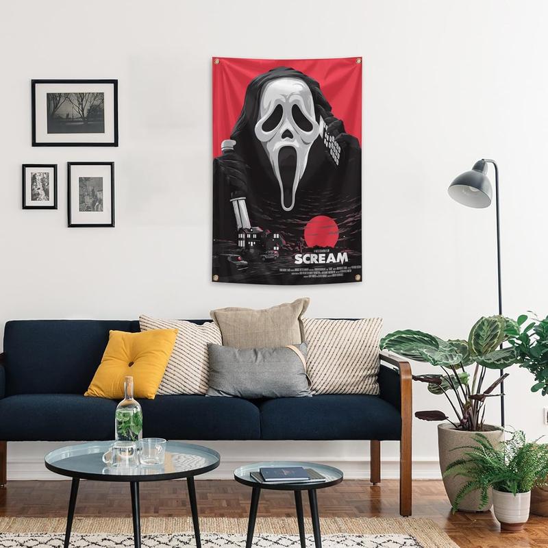 Scary Skull Call Scream Movie Poster Tapestry 2*3FT Hanging Wall Tapestry Poster Signs Decor for Bedroom College Livng Room Dorm Parties Decor