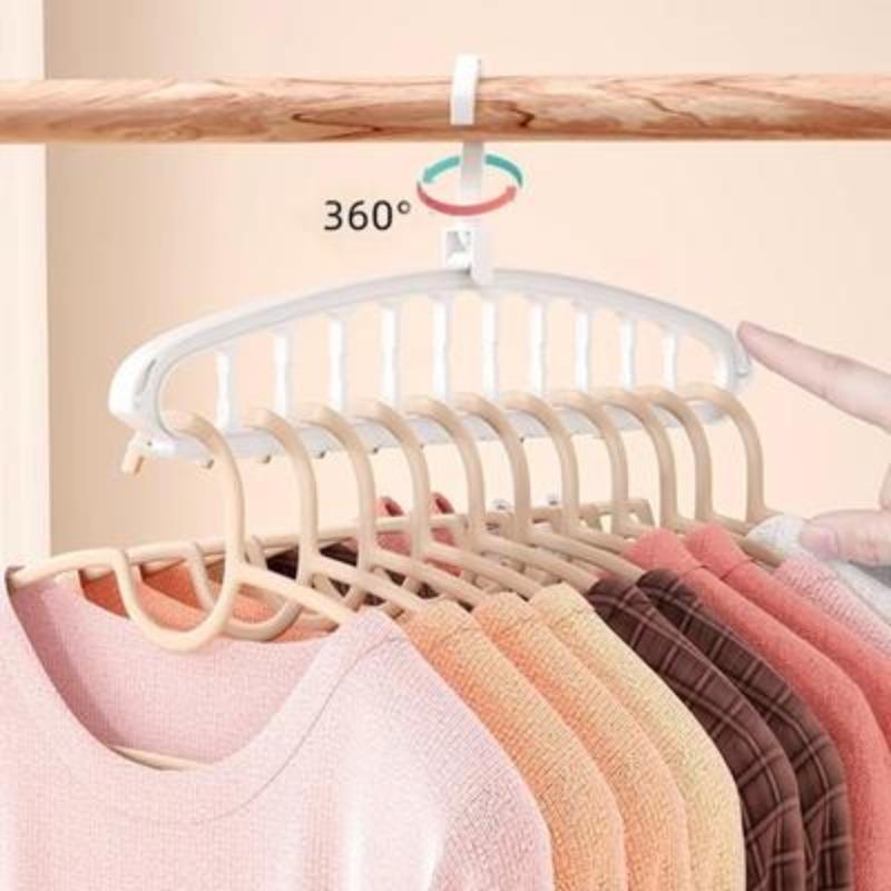 Rotatable Folding Clothes Hanger, 5 Counts set Space Saving Clothes Hanger, Modern Simple Large Capacity Clothes Hanger for Home Wardrobe Dormitory