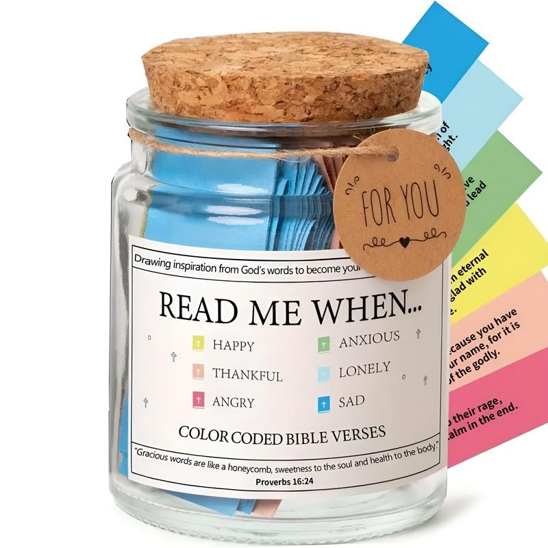 Bible Verses In Jar, 1 Count Jesus Scripture Jar, Color Coded Bible Verses Prayer Card, Christian Bible Gift, Boyfriend Gifts, Room Accessories