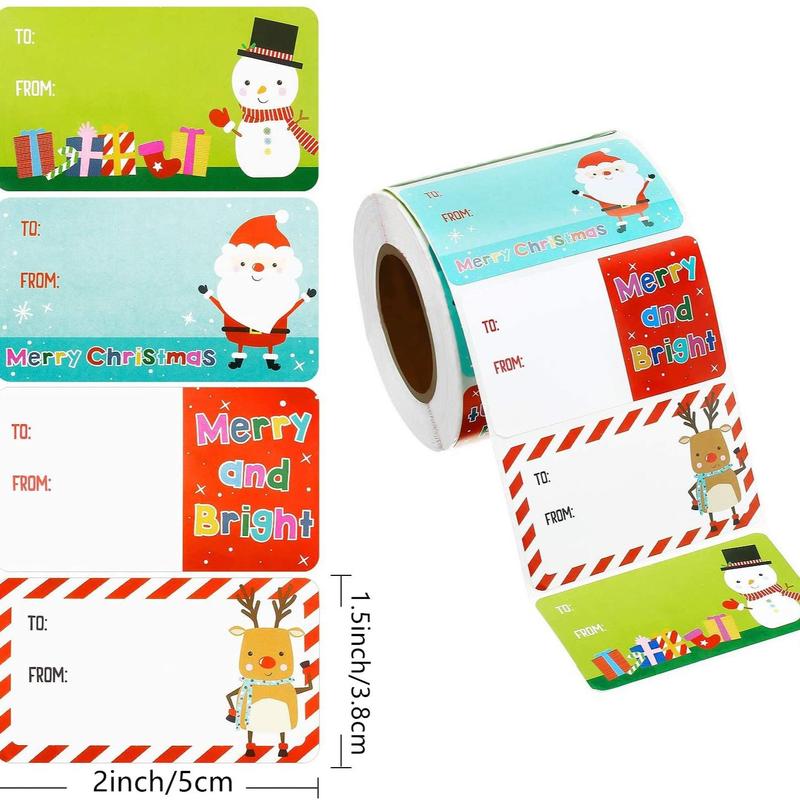 Christmas Themed Sticker Label, 200pcs roll Self Adhesive Gift Wrapping Sticker, Gift Decorative Sticker for Christmas Party