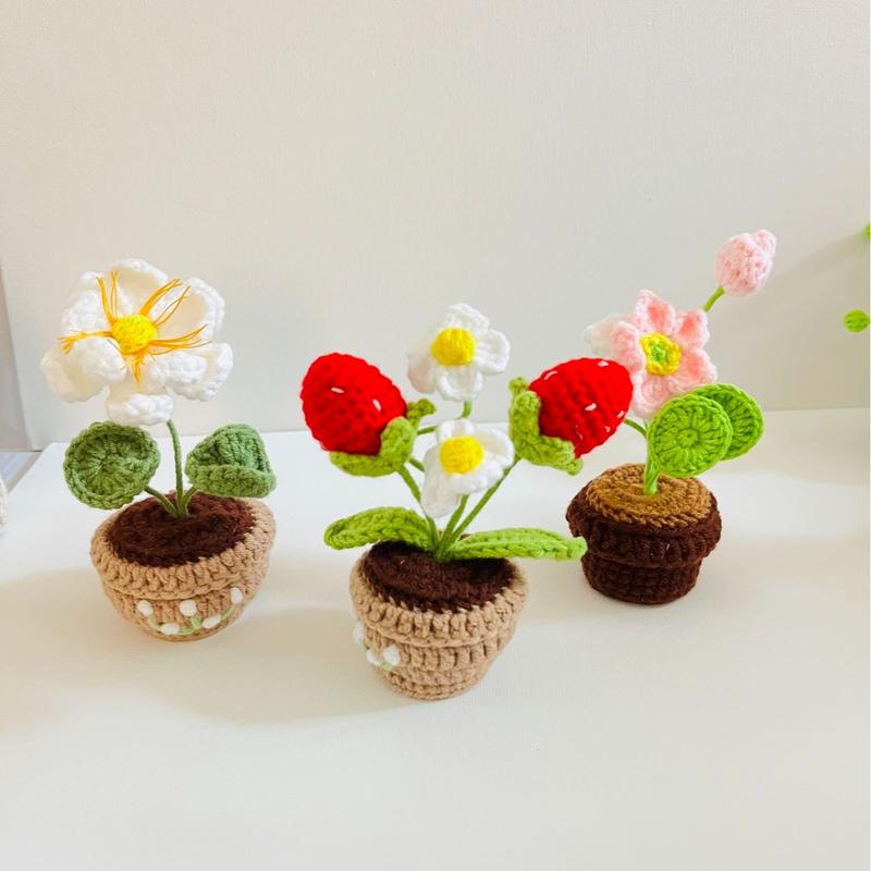 christmas gift+thanksgiving gift+crochet potted plant+potted flowers+potted sunflower+sunflower vase+home decoration+desk decoration+car decoaration+mother's day gift+pink+red+creative gift+unique gift+house warm