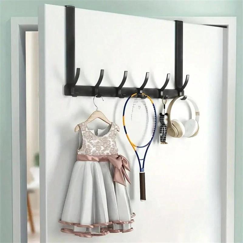 Over The Door Hook, 1 Count 6 Hooks Space Saving Door Hanger, Home Organizer Wall Mounted Coat Hook for Hanging Clothes, Hats, and Towels