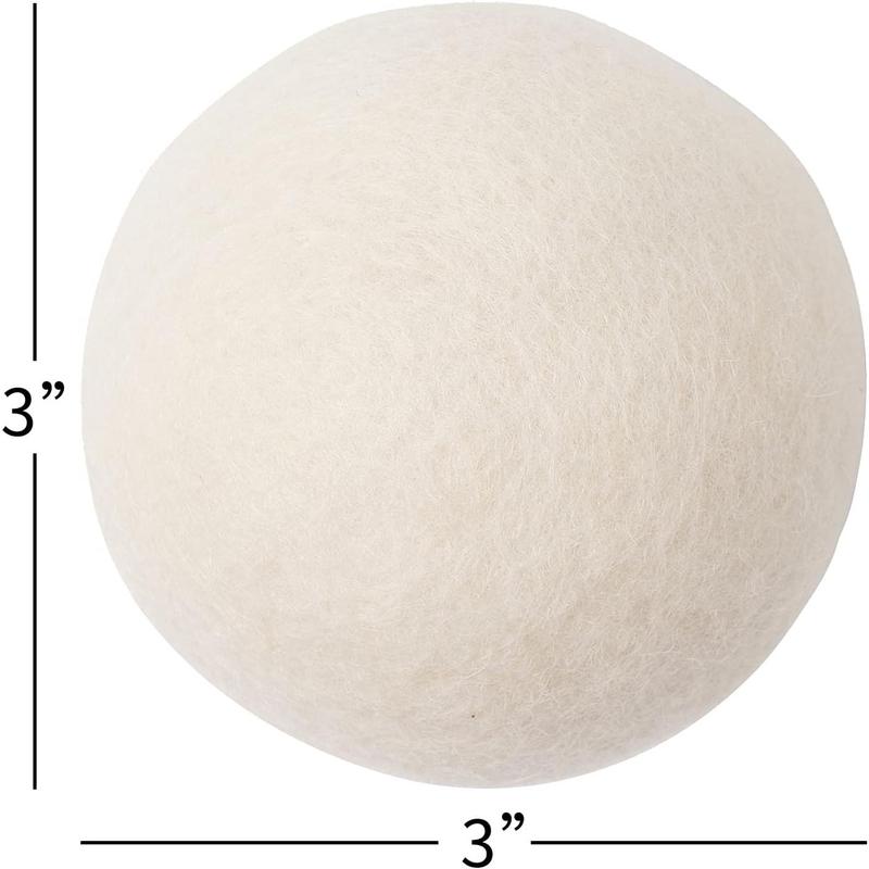 Wool Dryer Balls 3Pack,Natural Fabric Softener 100% Organic Premium XL New Zealand Wool,Reusable, Reduces Clothing Wrinkles, Saving Energy & Time, White 3 Count (Pack of 1) Accessories Laundry Accessories Laundry