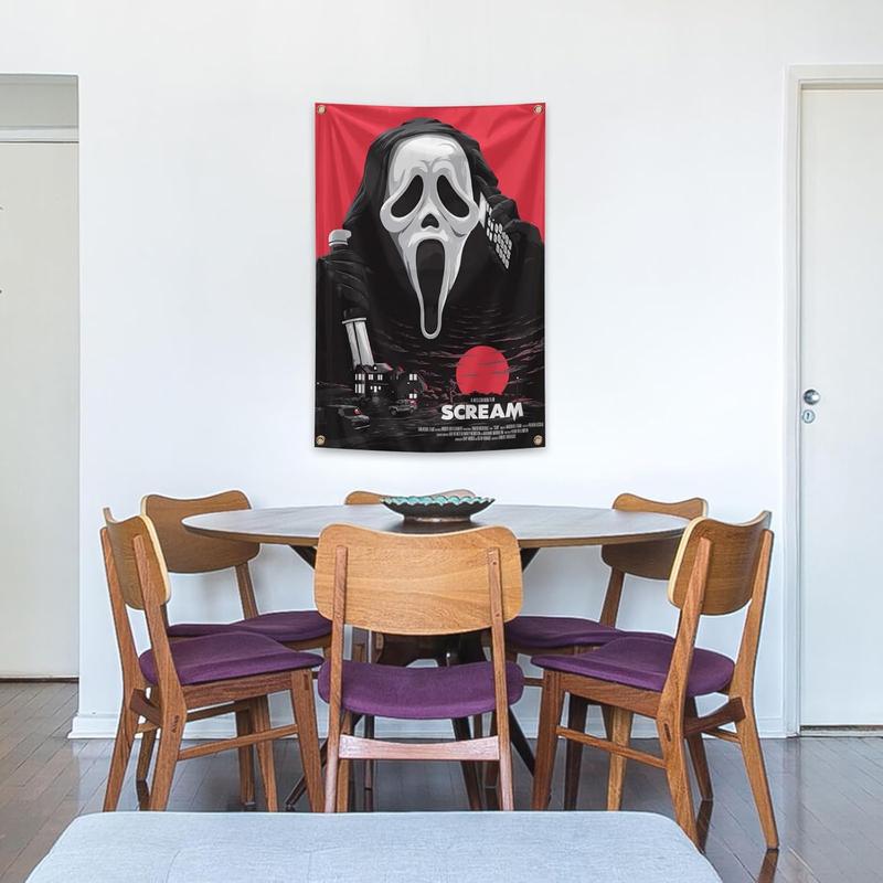 Scary Skull Call Scream Movie Poster Tapestry 2*3FT Hanging Wall Tapestry Poster Signs Decor for Bedroom College Livng Room Dorm Parties Decor