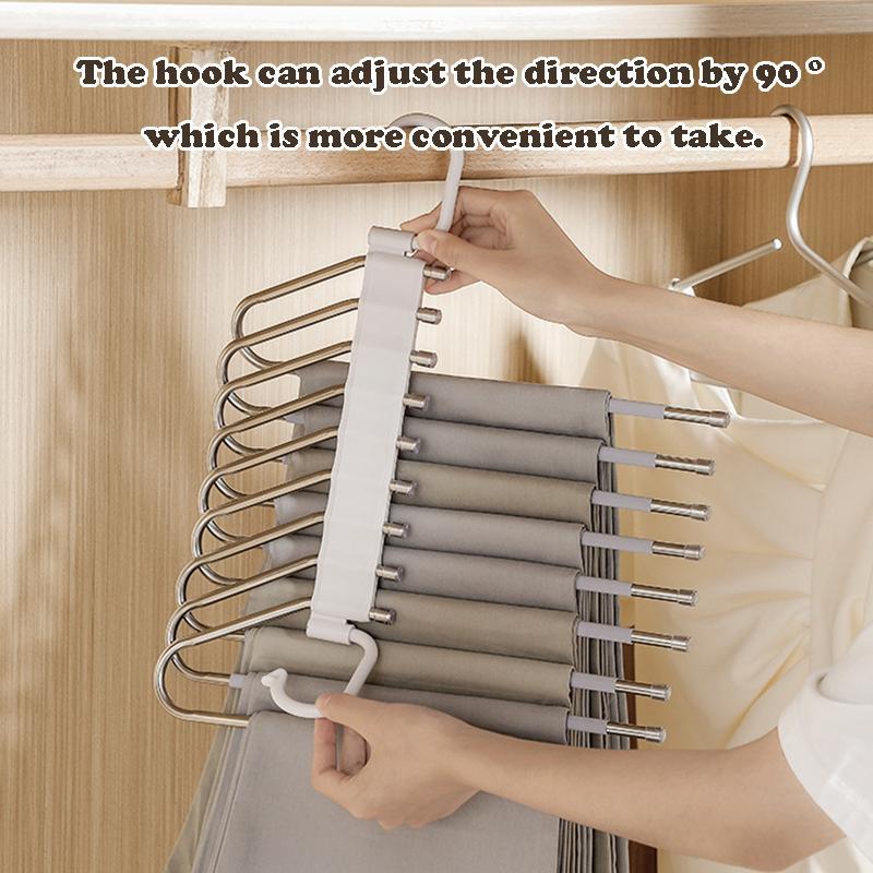 Stainless Steel Pants Hanger, 2 Counts Multifunctional Space Saving Pants Rack, Home Organizer for Closet, Bedroom, Living Room, Office